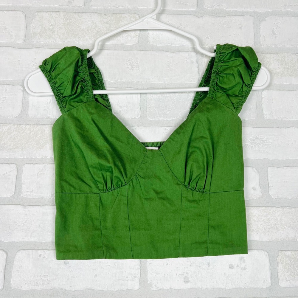 Abercrombie & Fitch Green Ruffle Strap Bustier Crop Top XS
